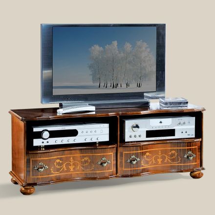 Klassischer TV-Ständer aus luxuriösem Walnussholz Made in Italy - Prince Viadurini