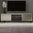 TV-Schrank mit 2 Türen und 1 Schublade in Nickel- und Carbon-Finish – Inga Viadurini