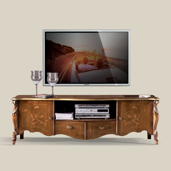 Tv-schrank mit 2 türen und 2 holzschubladen made in italy - caligola