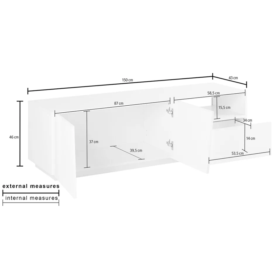 TV-Schrank mit 2 Türen, einer Schublade und einem offenen Fach Made in Italy - Popilio Viadurini