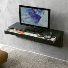 Wand-TV-Schrank aus schwarzem Kristall und Metall Made in Italy - Americio Viadurini
