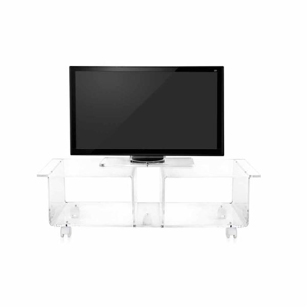 Tv-schrank im modernen design aus transparentem plexiglas mago double