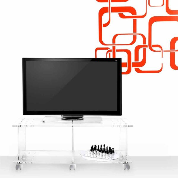 Tv-schrank im modernen design aus transparentem plexiglas mago