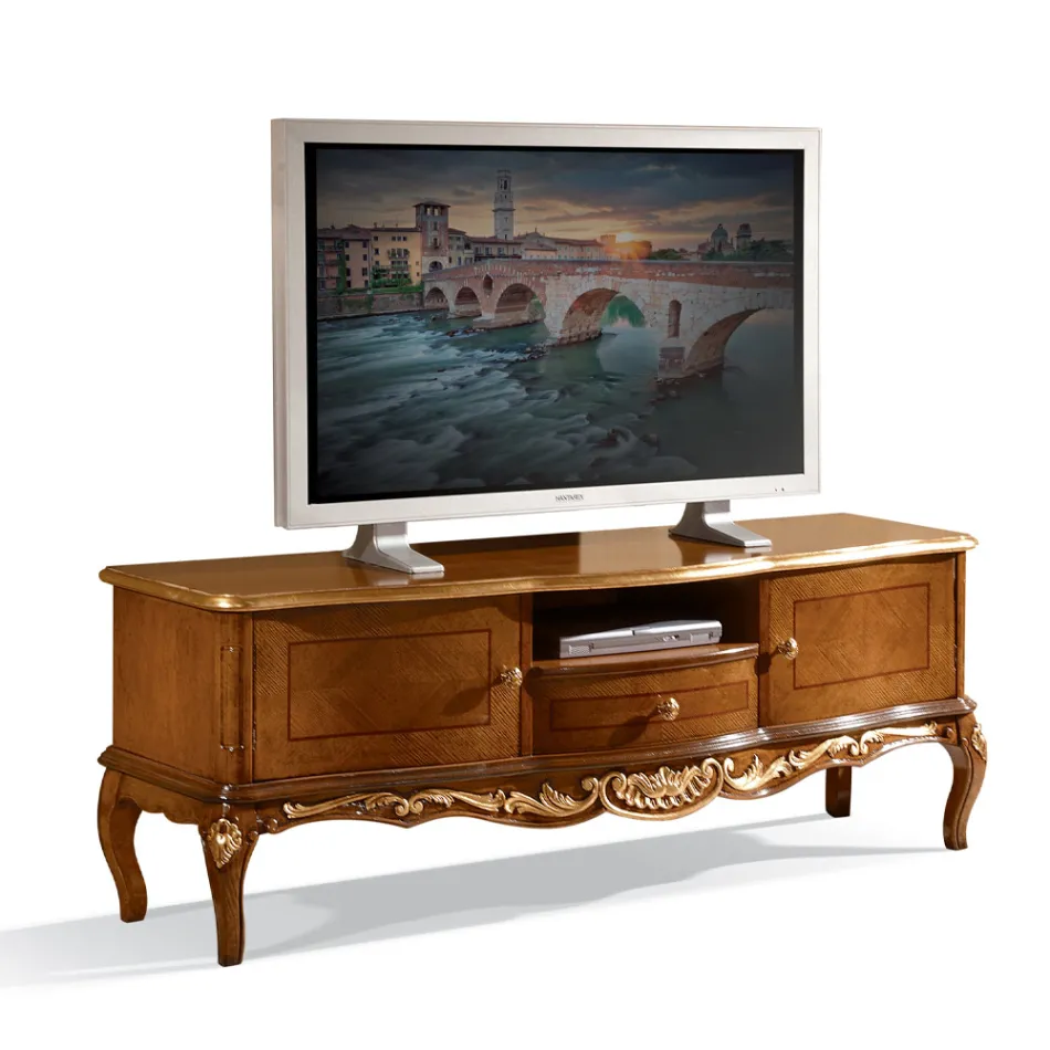 TV-Schrank aus Holz mit Beinen im klassischen Stil Made in Italy - Chantilly Viadurini