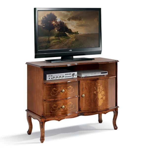 Tv-ständer aus nussholz im klassischen stil made in italy - elegant