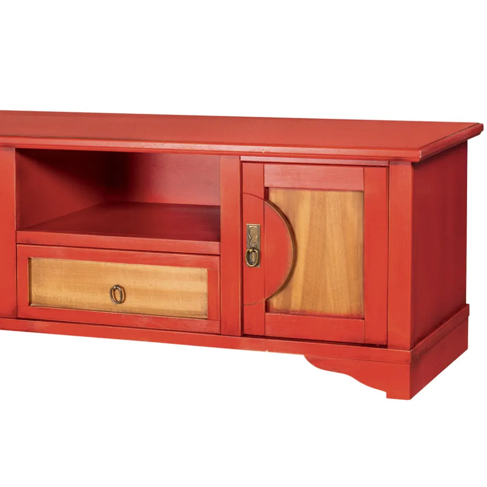 TV-Ständer aus furniertem Holz mit verschiedenen Ausführungen, hergestellt in Italien – Purusha Viadurini