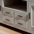 Kendo TV-Ständer aus massivem Teakholz mit 2 Türen und 4 Schubladen Viadurini