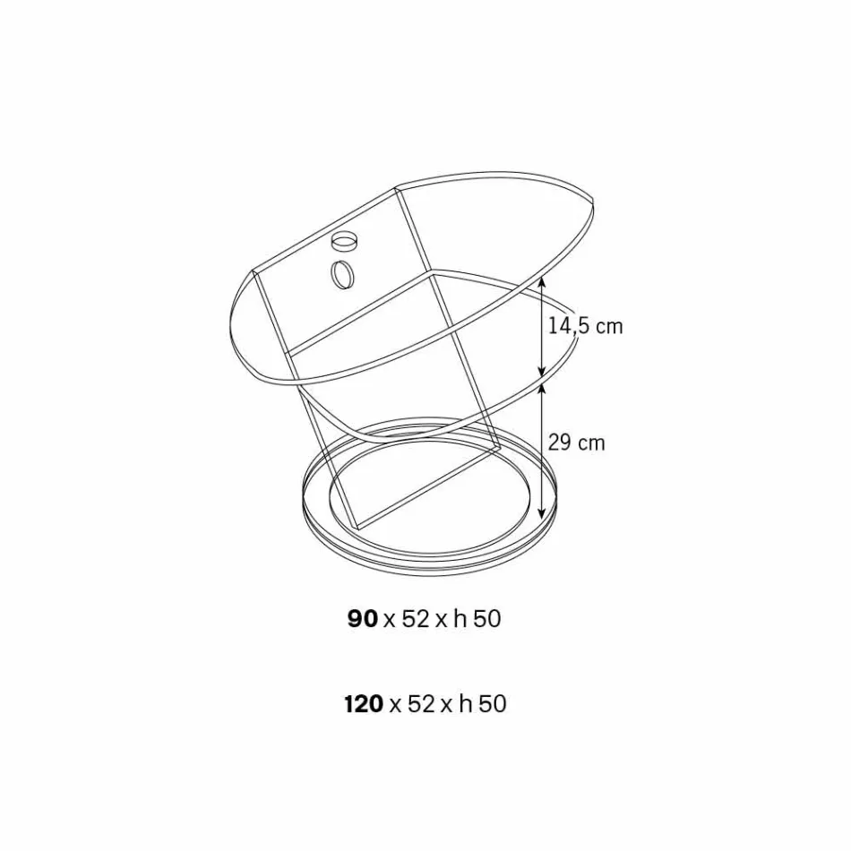 TV-Schrank aus Glas mit drehbarer Basis und 2-dimensionalem Regal - Salemme Viadurini
