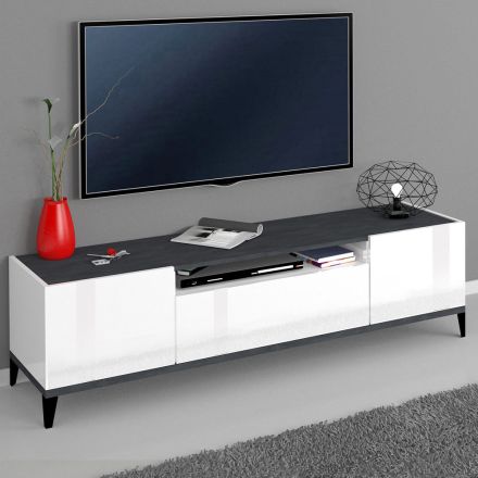 Mobiler Fernseher aus Melamin 2 Zimmer und 1 Schublade Made in Italy - Florentino Viadurini
