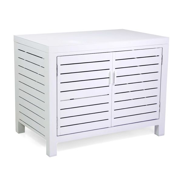 Outdoor-schrank aus aluminium mit verschiedenen oberflächen - kamera