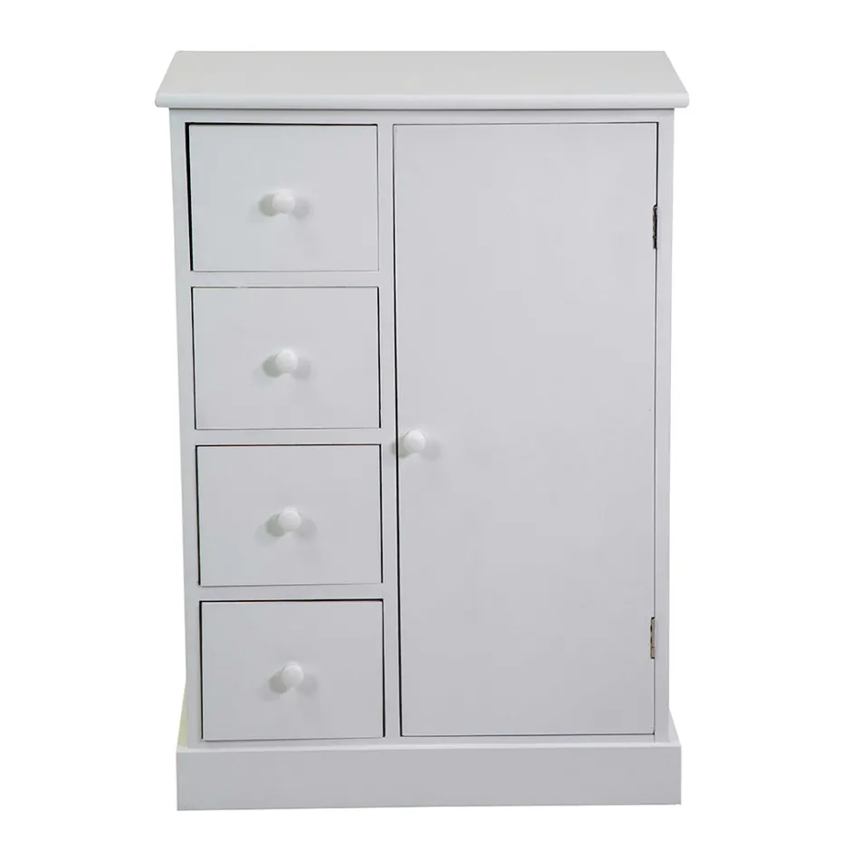 Indoor-Schrank aus Holz mit 1 Tür und 4 Schubladen - Meduse Viadurini