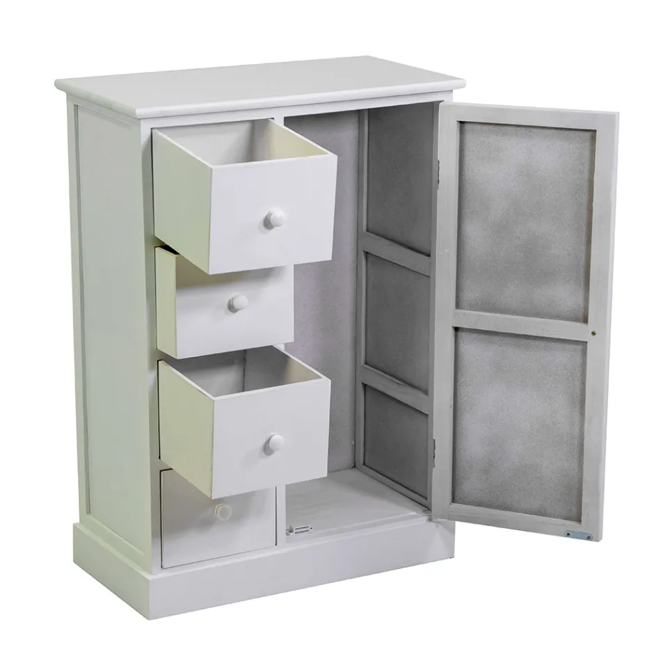 Indoor-Schrank aus Holz mit 1 Tür und 4 Schubladen - Meduse Viadurini