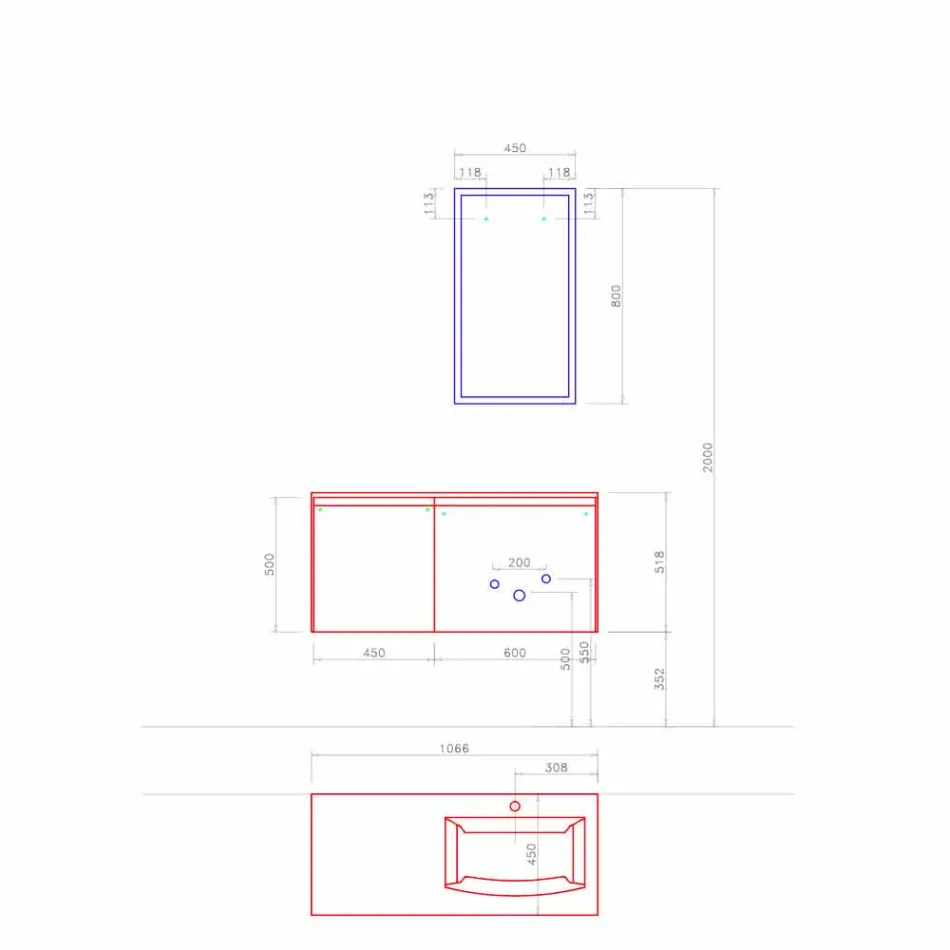 Hängende Designmöbel, moderne Badezimmerzusammensetzung - Callisi9 Viadurini