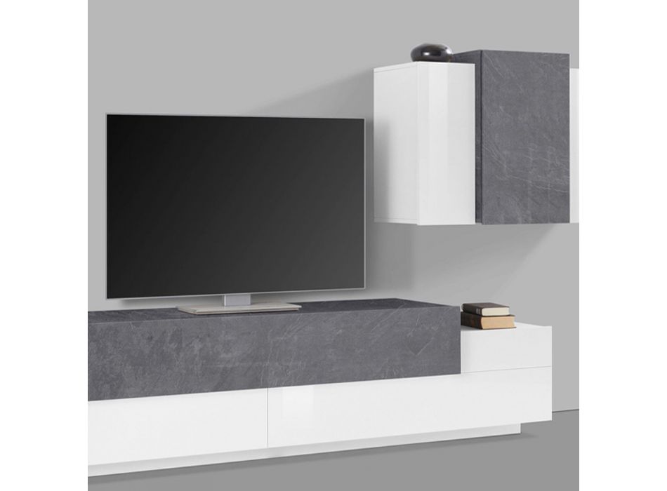Wohnzimmermöbel TV-Ständer und Wohnwand Glossy White Wood 3 Finishes - Therese