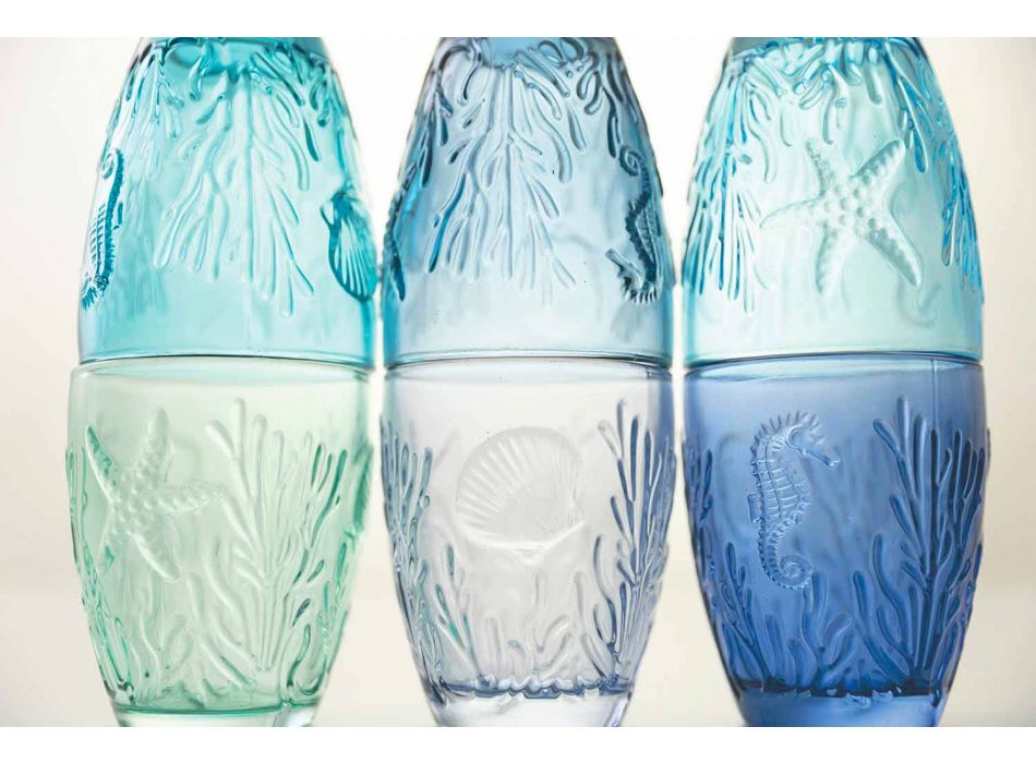 Moderne blau gefärbte Gläser 6 Stück Water Service - Mazara Viadurini