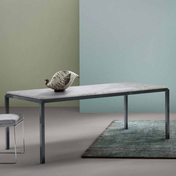 Bebop-designtisch aus weißem marmor, hergestellt in italien