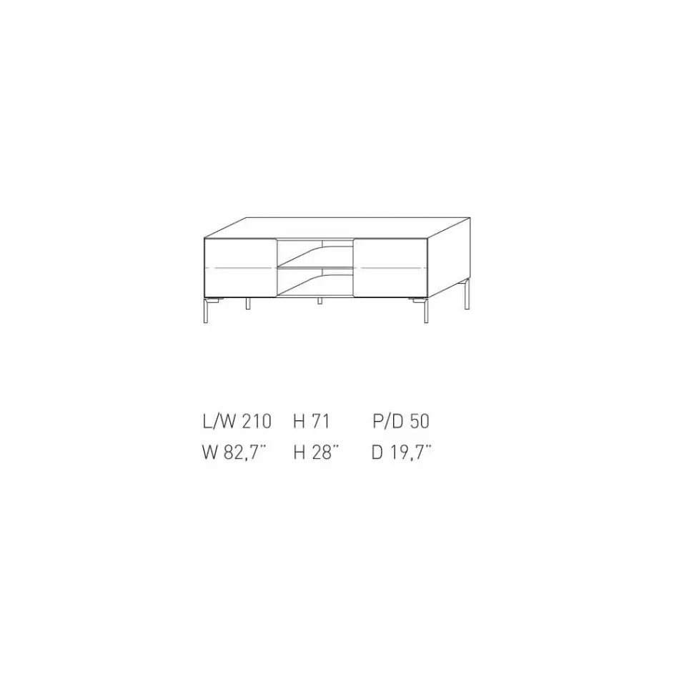 My Home Mirage Design Sideboard aus lackiertem MDF H71xL210cm hergestellt in Italien Viadurini