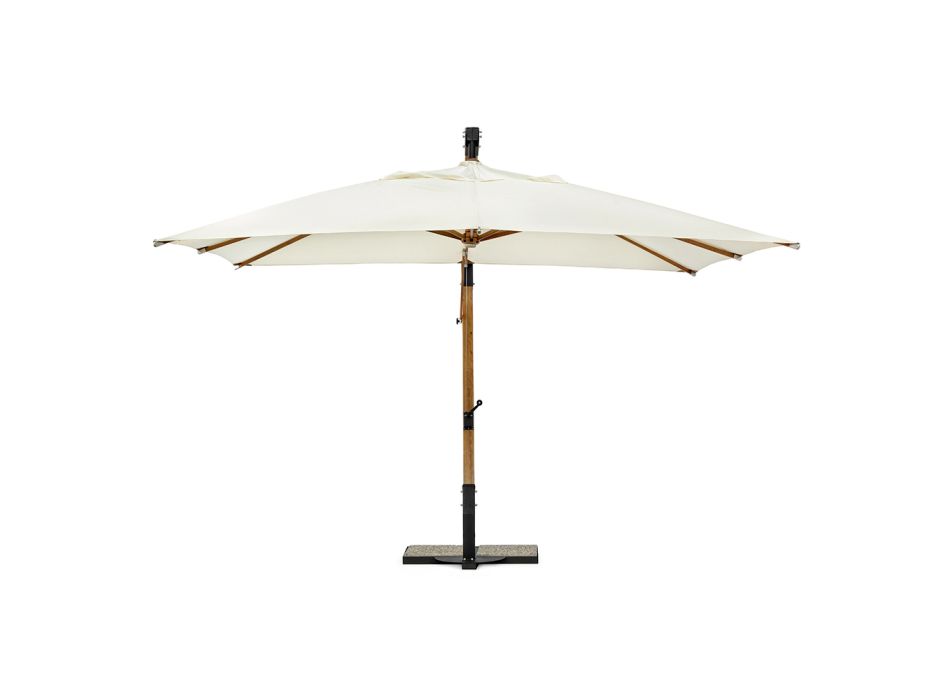 Outdoor-Regenschirm aus Holz und Ecru-Polyester 3x4, Homemotion – Passmore Viadurini