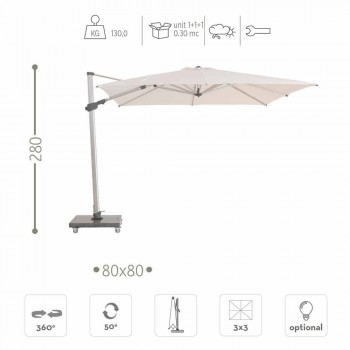 Hochwertiger 3x3 Outdoor-Regenschirm aus Stoff und Granit - Venere von Talenti