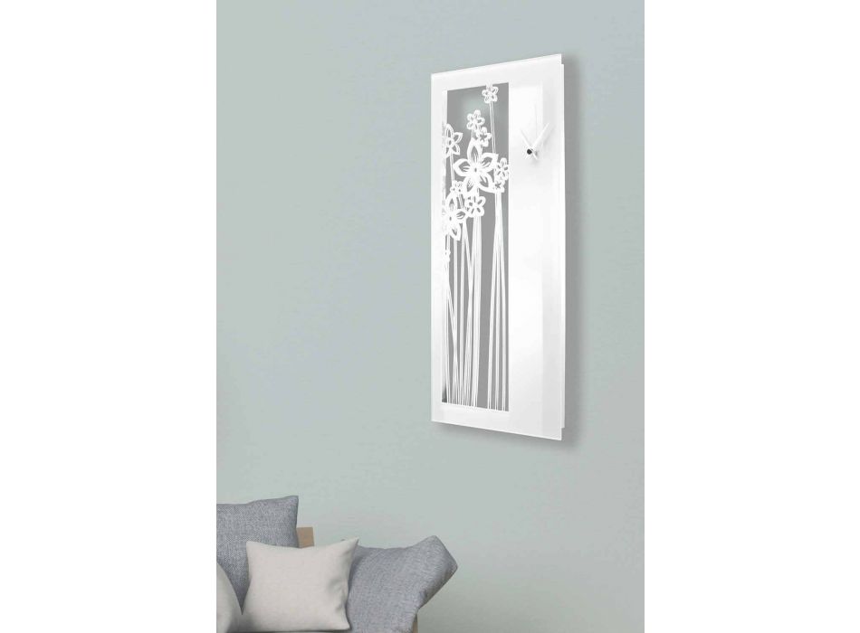 Moderne Wanduhr mit rechteckigem Design aus weißem Plexiglas - Elara Viadurini