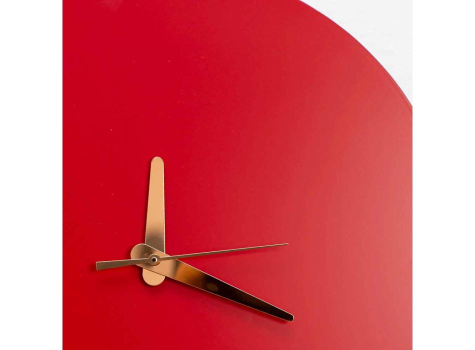 Rote Wanduhr mit italienischem rundem und modernem Design in Holz - Callisto Viadurini