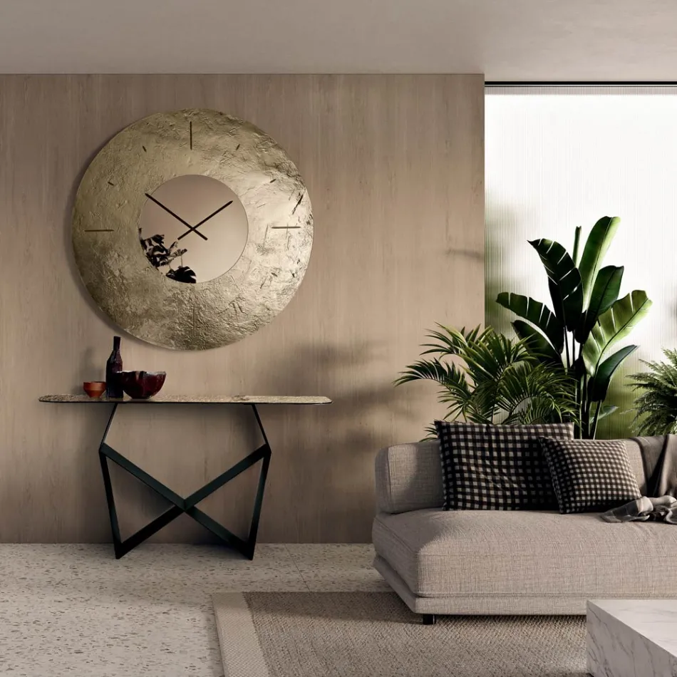 Cinzia – Wanduhr aus gehämmertem, versilbertem Fusingglas, hergestellt in Italien Viadurini