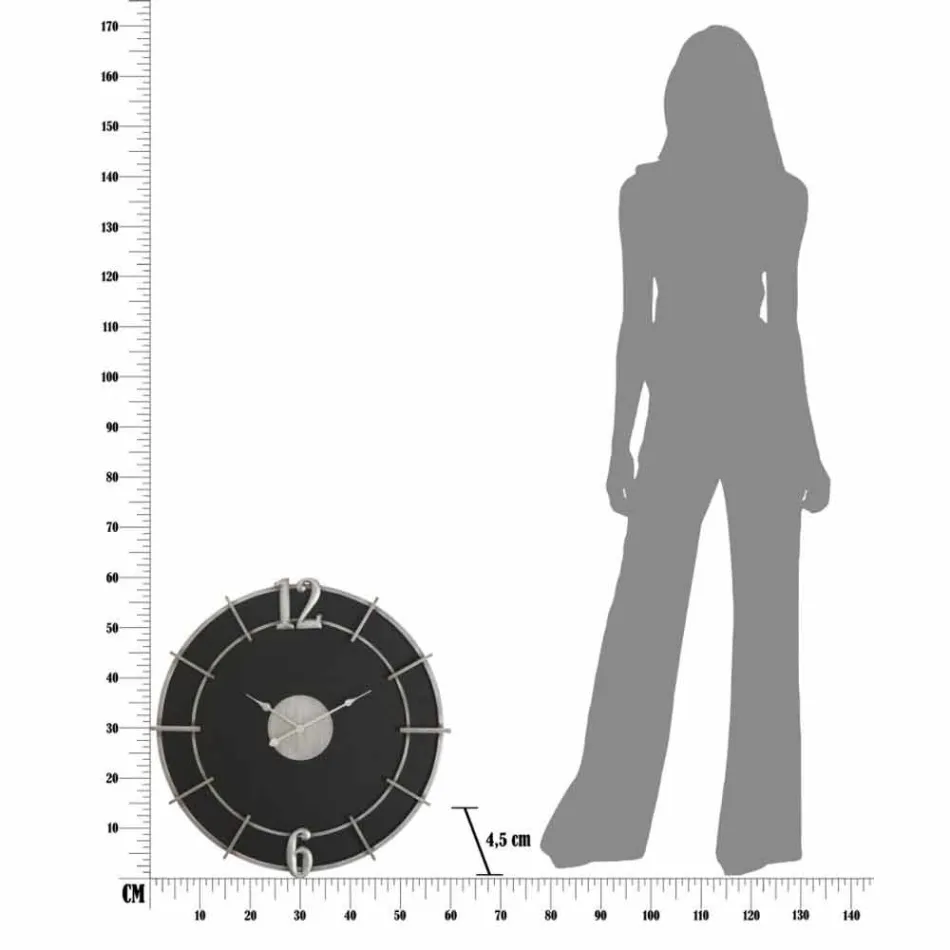 Runde Wanduhr im modernen Design aus Eisen und MDF - Hope Viadurini