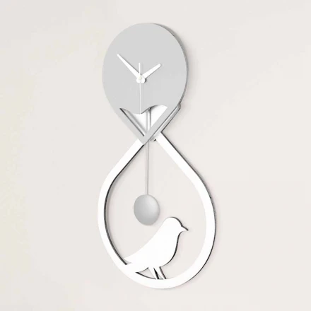 Pendeluhr Wand des modernen Designs stilisiertes Weiß und Grau - Theben Viadurini