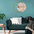 Uhr mit hölzerner und bedruckter Platte, hergestellt in Italien – Malawi Viadurini