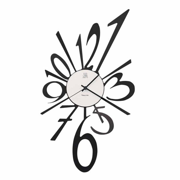 Design wanduhr aus eisen in schwarz oder aluminium made in italy - oceano