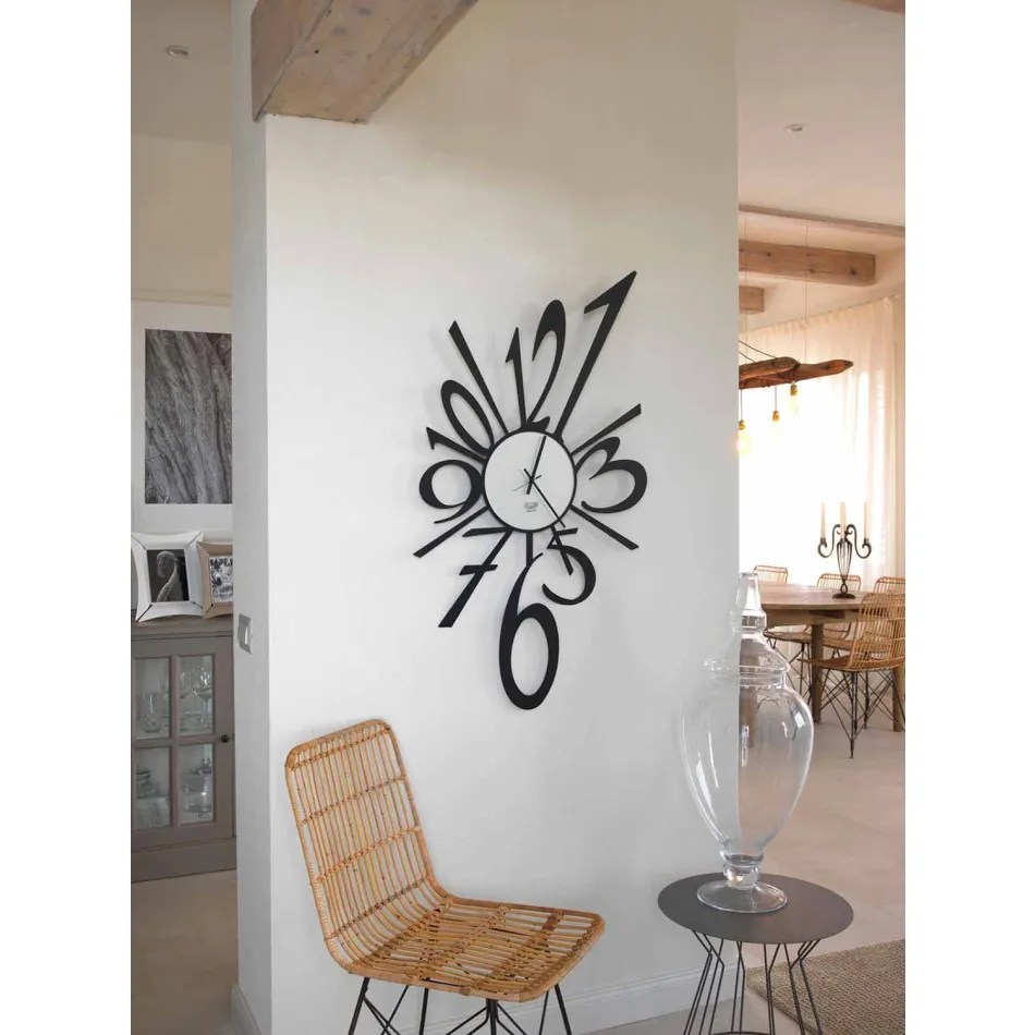 Schwarzes Eisen oder Aluminium Design Wanduhr Made in Italy - Ocean Viadurini