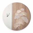 Rundes Design Wanduhr aus Holz mit Dekorationen, 2 Oberflächen - Ginkgo Viadurini