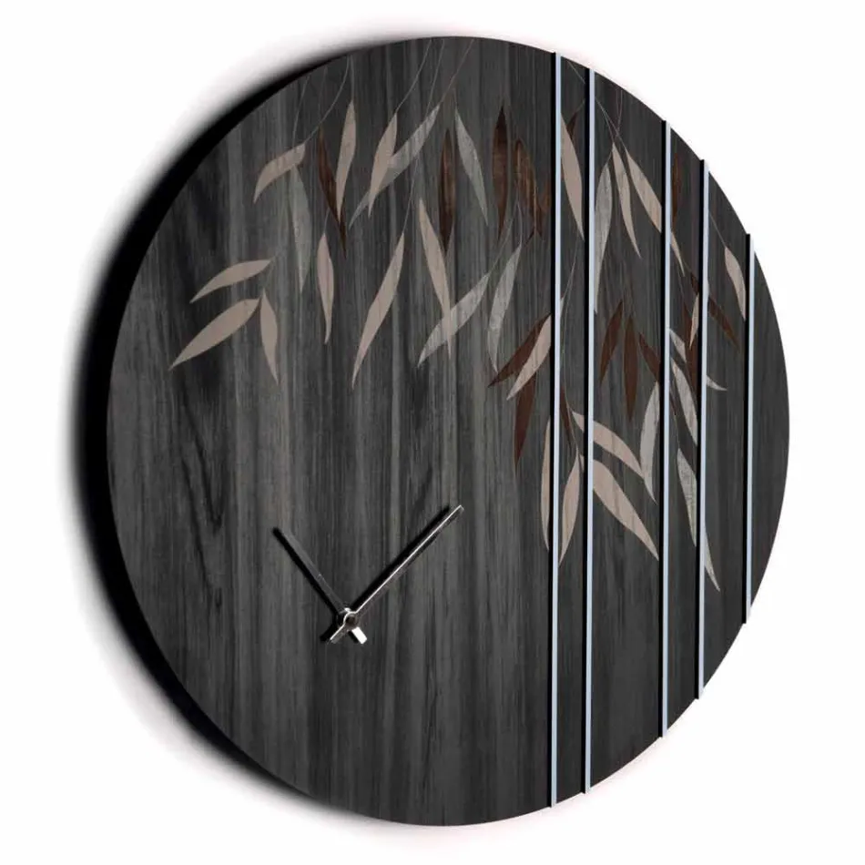 Wanduhr aus Eichenholz oder Tafel Lasergravur Design Round - Kanno Viadurini