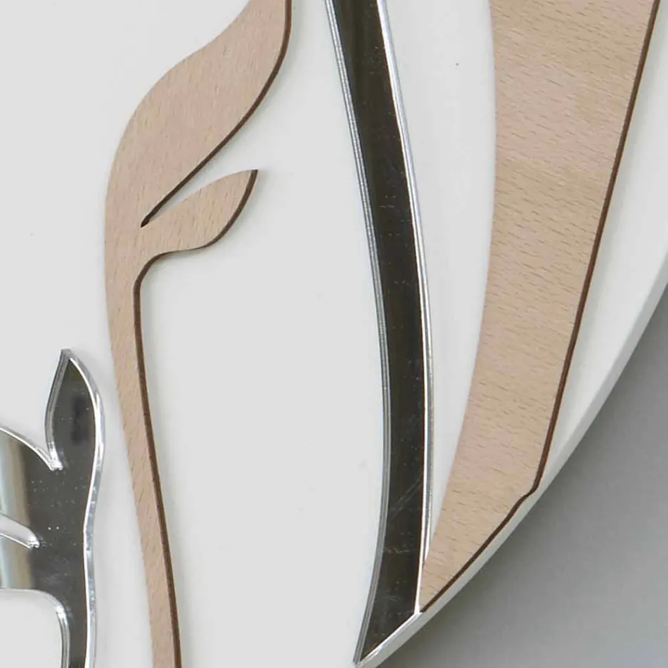 Moderne und runde Wanduhr mit dekoriertem Holzdesign - Harmonie Viadurini