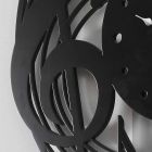Runde schwarze Wanduhr des modernen Designs in verziertem Holz - Musik Viadurini