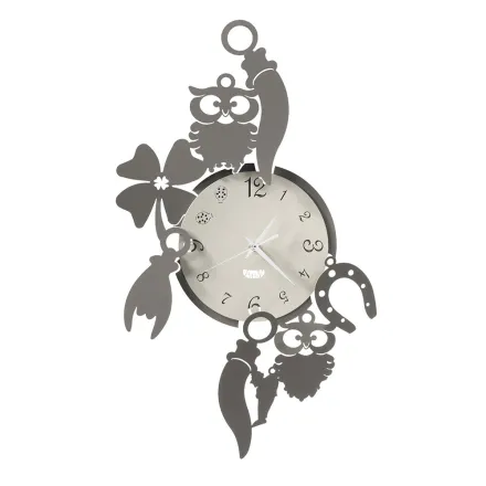 Runde Design-Wanduhr aus Eisen mit Fortuna-Dekorationen - Tibio Viadurini