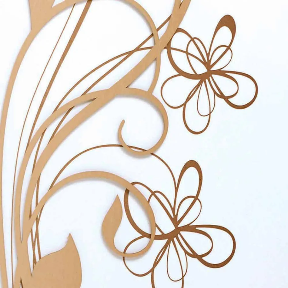 Große quadratische Wanduhr aus weißem Holz mit Blume - Florello Viadurini