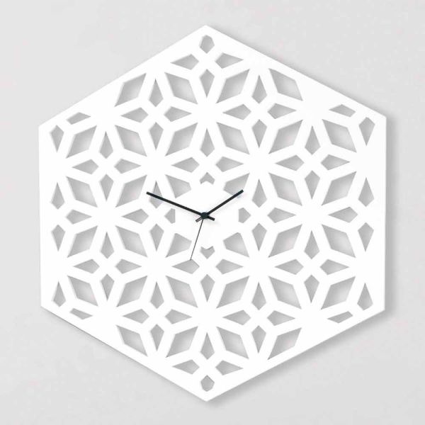 Große wanduhr aus weißem taubengrauem oder grünem designholz - tarto