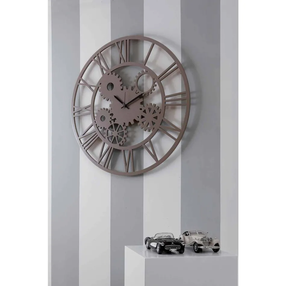 Große und runde schäbige farbige hölzerne Wanduhr - Mechanismus Viadurini