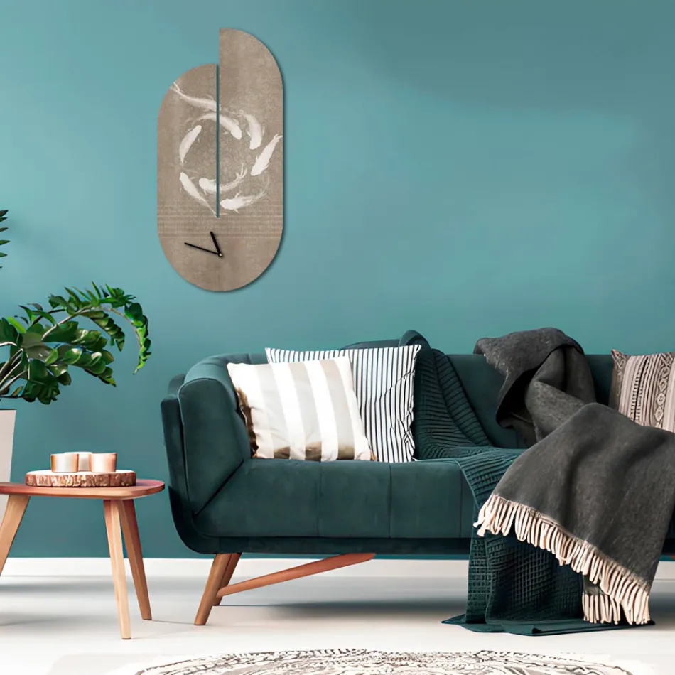 Holzuhr mit Reiher-Aufdruck, hergestellt in Italien – Palau Viadurini