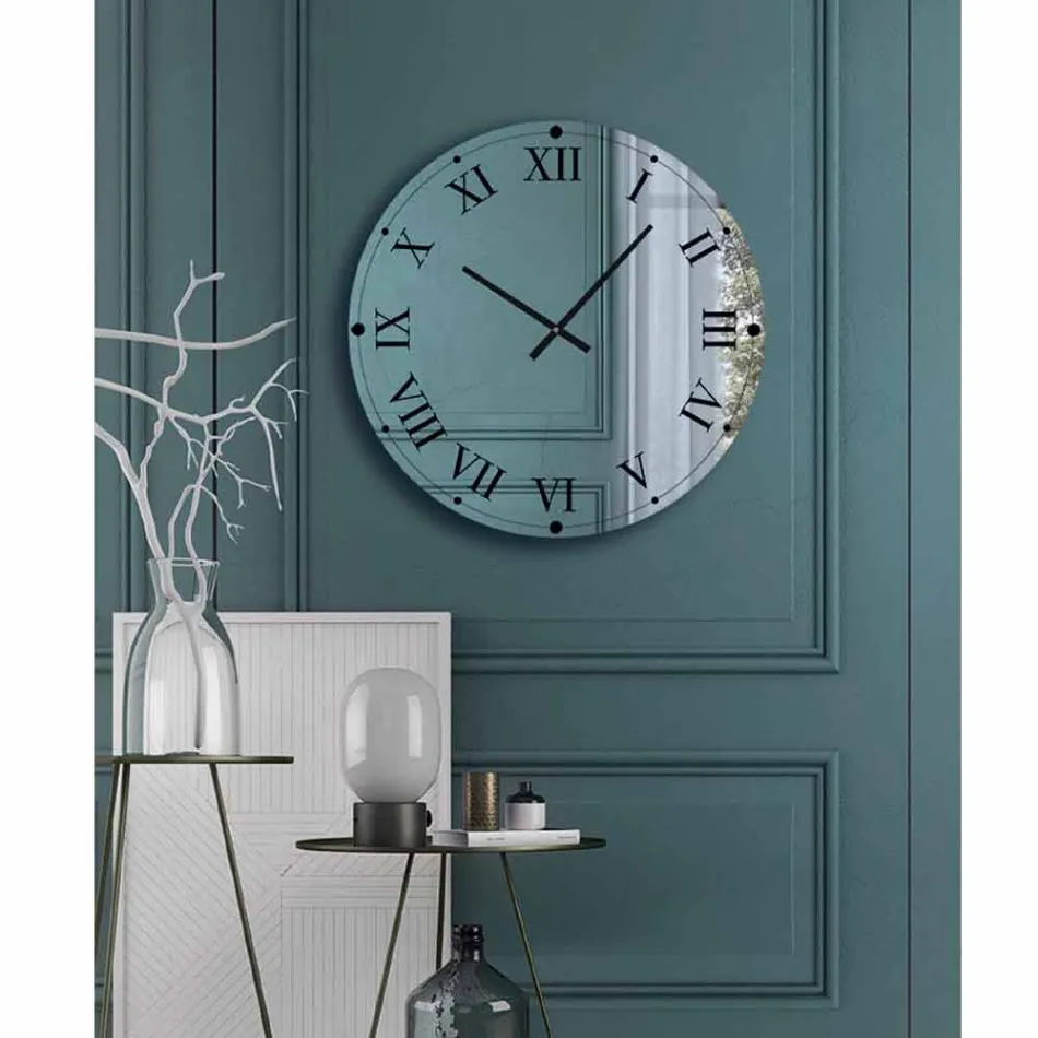 Runde Wanduhr aus verspiegeltem Kristall, hergestellt in Italien – Gear Viadurini