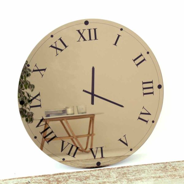 Runde wanduhr aus verspiegeltem kristall made in italy - gear