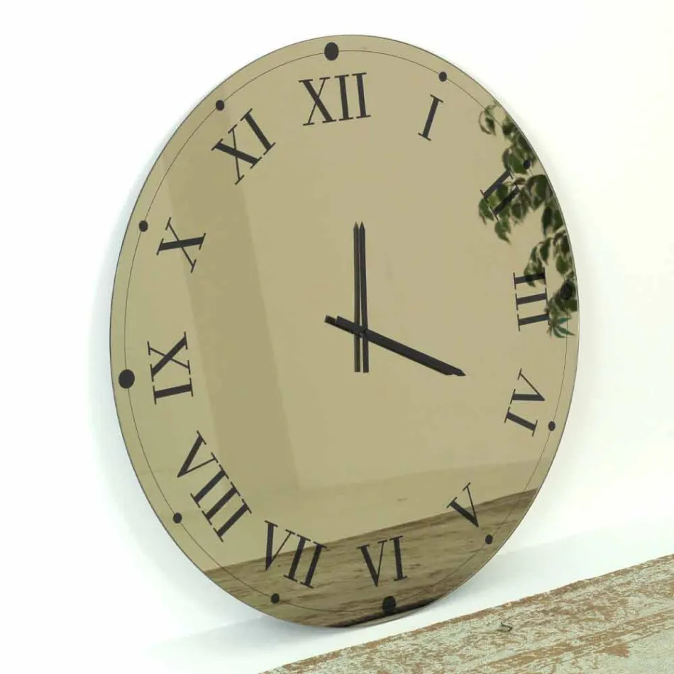 Runde Wanduhr aus verspiegeltem Kristall, hergestellt in Italien – Gear Viadurini