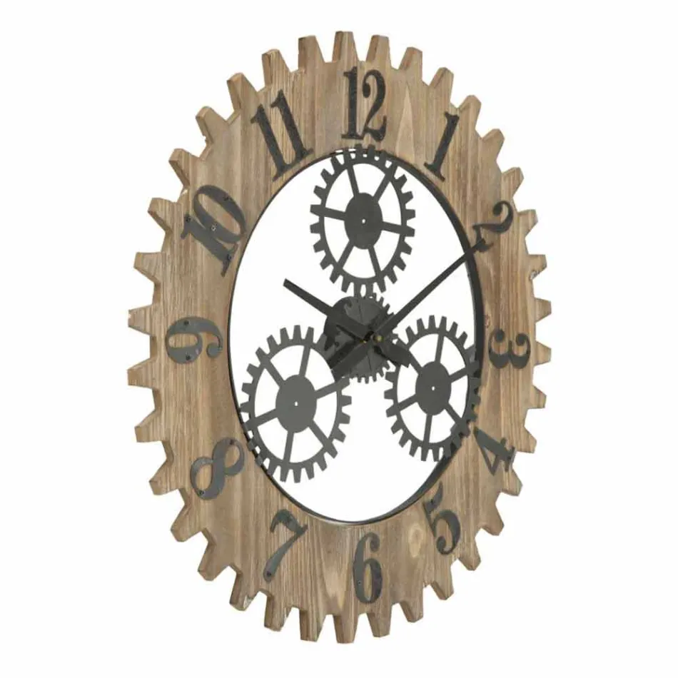 Runde Wanduhr im modernen Design aus Eisen und MDF - Gitta Viadurini