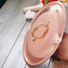 Runde Bratpfanne in Hand verzinntes Kupfer mit Griff und Deckel 24 cm - Gianluigi Viadurini