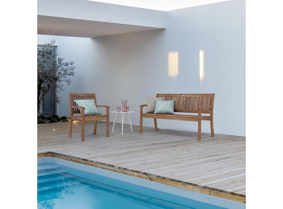 Design-Gartenbank aus Akazienholz für den Außenbereich mit 2 oder 3 Sitzplätzen – Roxen Viadurini