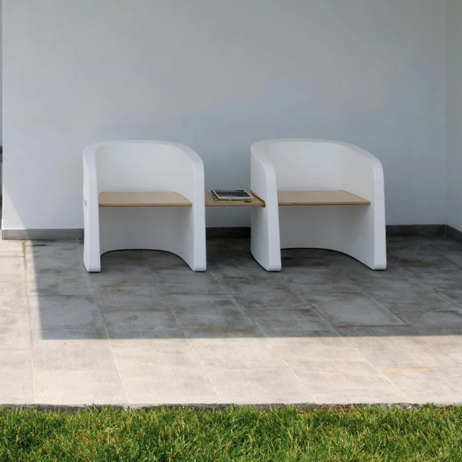 Gartenbank aus Polyethylen und Birkenholz Made in Italy - Talula Viadurini