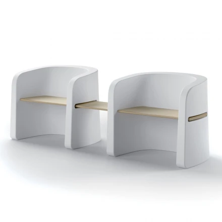 Gartenbank aus Polyethylen und Birkenholz Made in Italy - Talula Viadurini