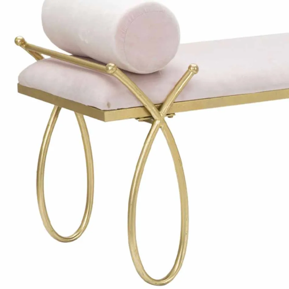 Rechteckige Bank im modernen Design aus Eisen, MDF und Stoff - Harding Viadurini