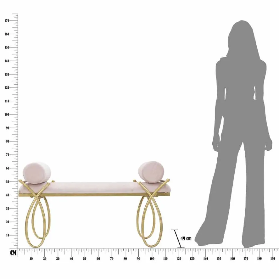 Rechteckige Bank im modernen Design aus Eisen, MDF und Stoff - Harding Viadurini